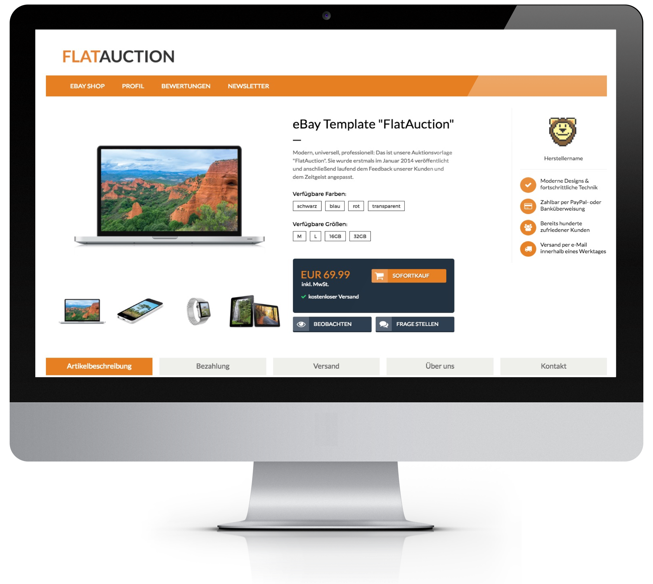 FlatAuction eBay Listing Template - Pixelsafari e-Commerce Solutions