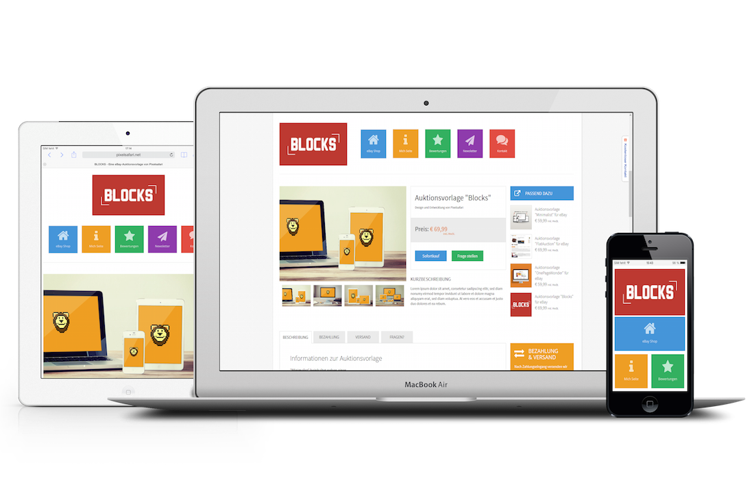 eBay Template Blocks Template Auktionsvorlage von Pixelsafari.