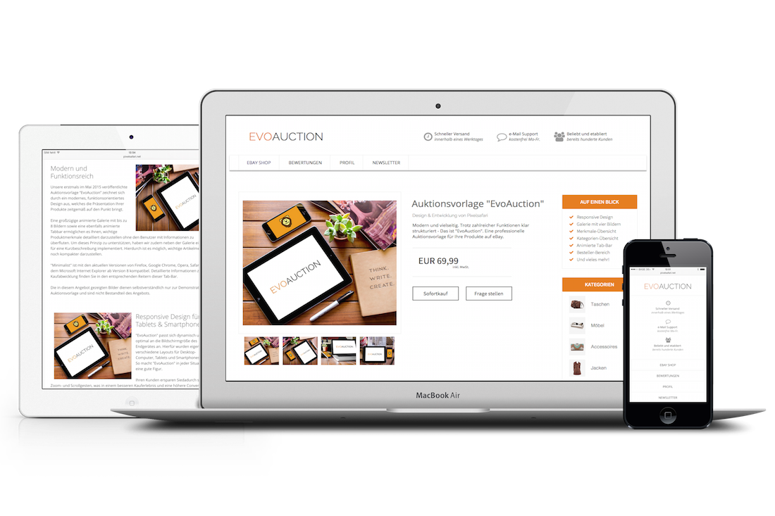 eBay Template EvoAuction Template Auktionsvorlage von Pixelsafari.
